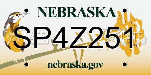 SP4Z251 Nebraska License Plate