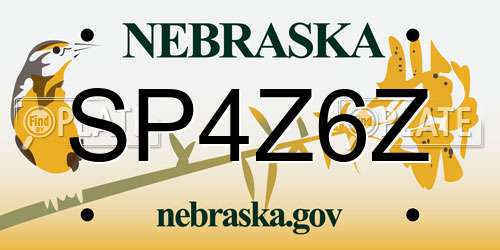 SP4Z6Z Nebraska License Plate