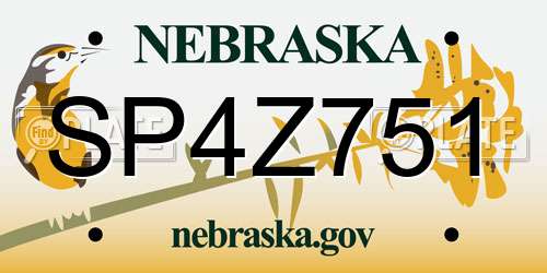SP4Z751 Nebraska License Plate