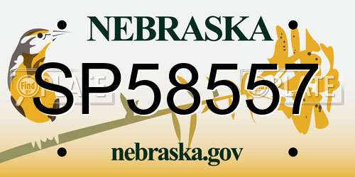 SP58557 Nebraska License Plate
