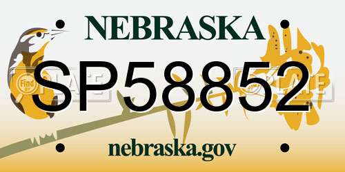 SP58852 Nebraska License Plate