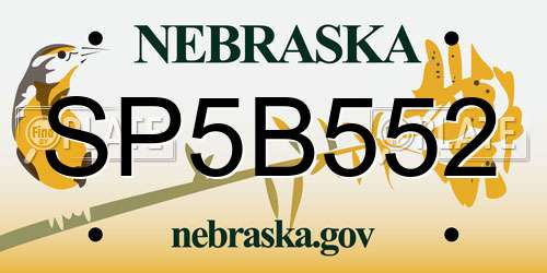 SP5B552 Nebraska License Plate