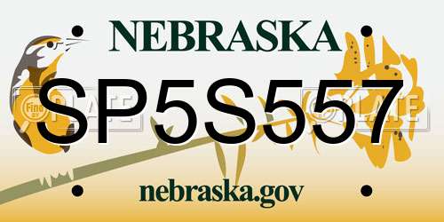 SP5S557 Nebraska License Plate