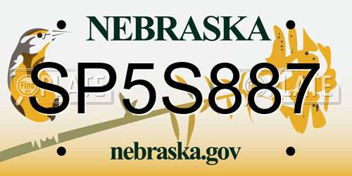 SP5S887 Nebraska License Plate