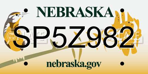 SP5Z982 Nebraska License Plate