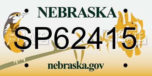 SP62415 Nebraska License Plate