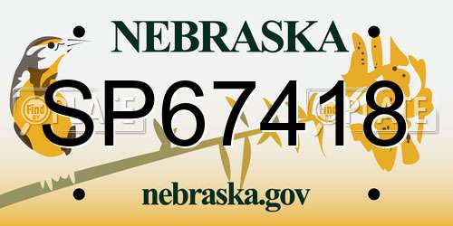 SP67418 Nebraska License Plate