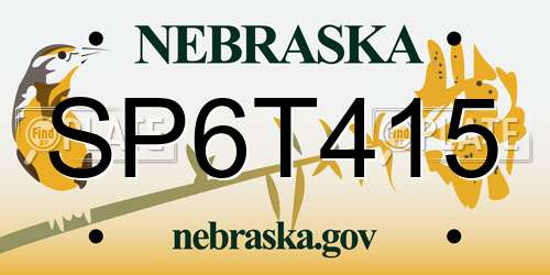 SP6T415 Nebraska License Plate