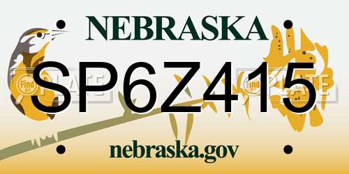SP6Z415 Nebraska License Plate