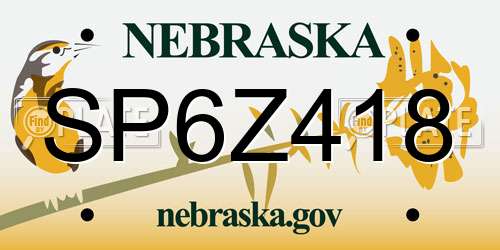 SP6Z418 Nebraska License Plate