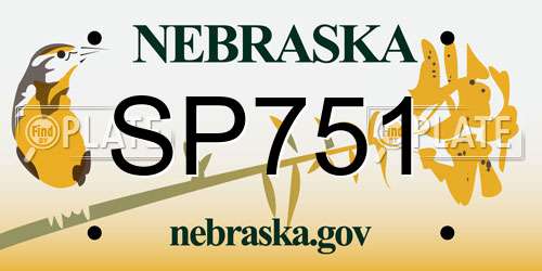 SP751 Nebraska License Plate
