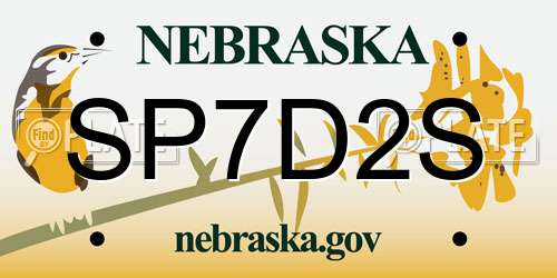 SP7D2S Nebraska License Plate