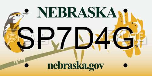 SP7D4G Nebraska License Plate