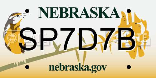 SP7D7B Nebraska License Plate