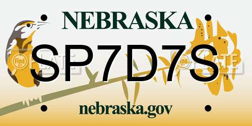 SP7D7S Nebraska License Plate