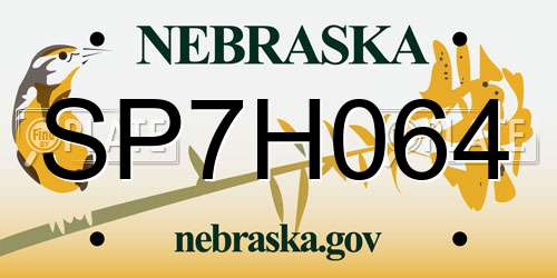 SP7H064 Nebraska License Plate