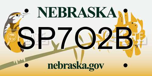 SP7O2B Nebraska License Plate