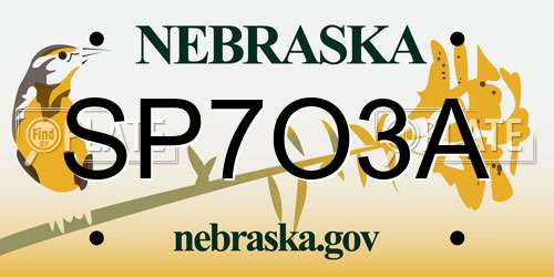 SP7O3A Nebraska License Plate