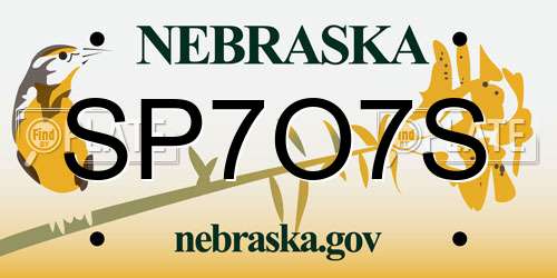 SP7O7S Nebraska License Plate