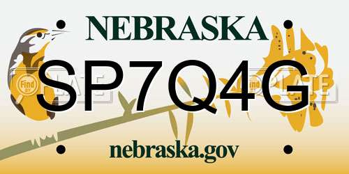 SP7Q4G Nebraska License Plate