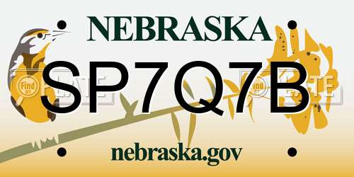 SP7Q7B Nebraska License Plate
