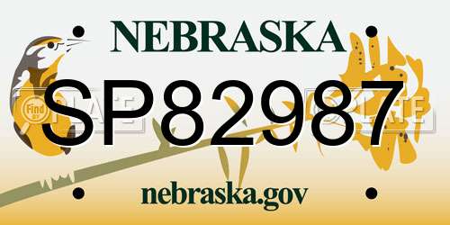 SP82987 Nebraska License Plate