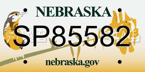 SP85582 Nebraska License Plate