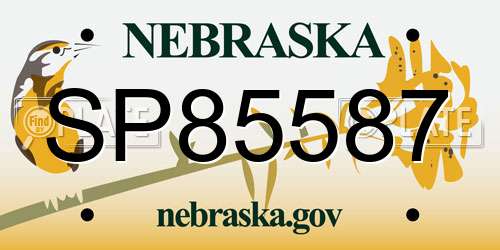 SP85587 Nebraska License Plate