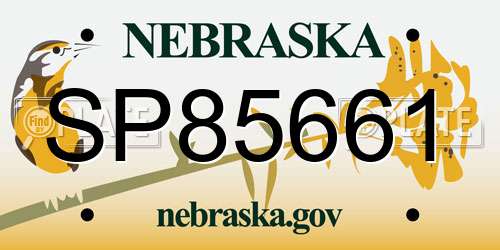 SP85661 Nebraska License Plate
