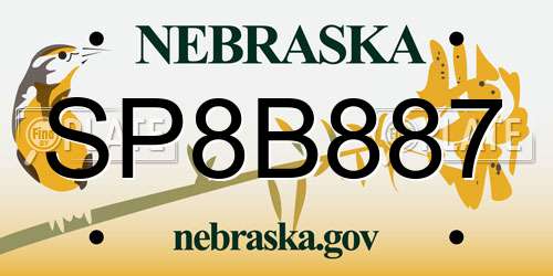 SP8B887 Nebraska License Plate