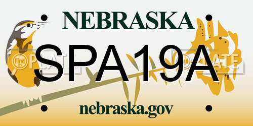 SPA19A Nebraska License Plate