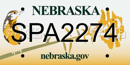 SPA2274 Nebraska License Plate