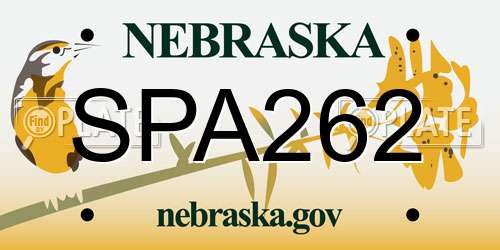 SPA262 Nebraska License Plate