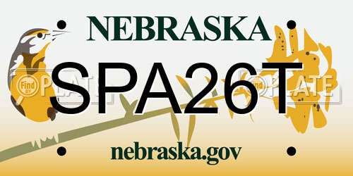 SPA26T Nebraska License Plate