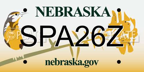 SPA26Z Nebraska License Plate