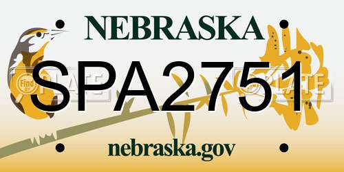 SPA2751 Nebraska License Plate