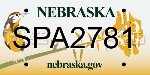 SPA2781 Nebraska License Plate