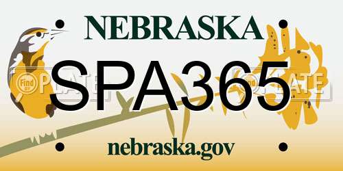 SPA365 Nebraska License Plate