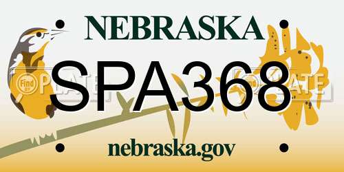 SPA368 Nebraska License Plate