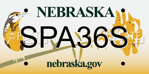 SPA36S Nebraska License Plate