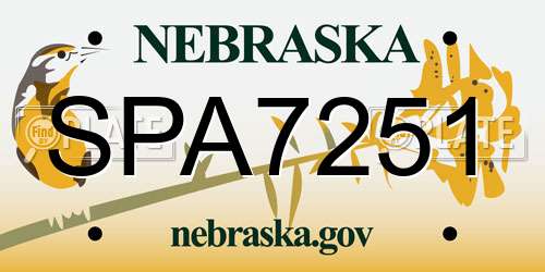 SPA7251 Nebraska License Plate