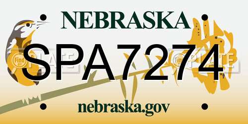 SPA7274 Nebraska License Plate