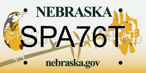 SPA76T Nebraska License Plate