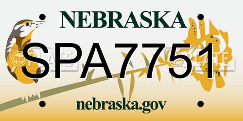 SPA7751 Nebraska License Plate