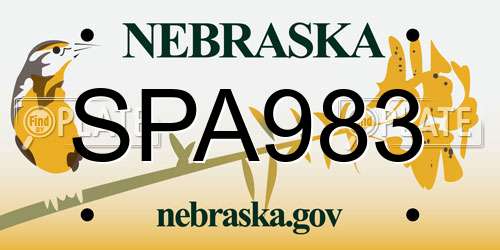 SPA983 Nebraska License Plate