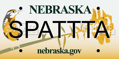 SPATTTA Nebraska License Plate