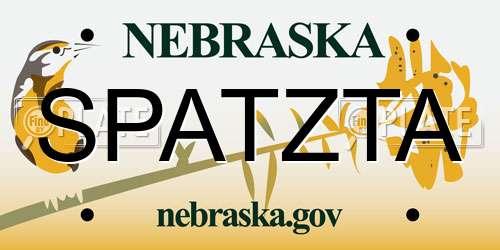 SPATZTA Nebraska License Plate