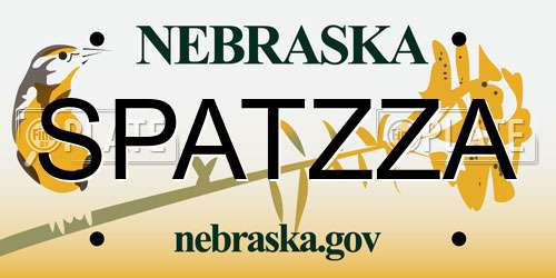 SPATZZA Nebraska License Plate