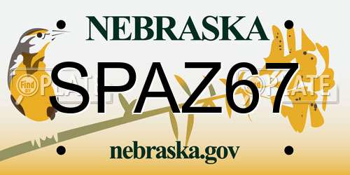 SPAZ67 Nebraska License Plate