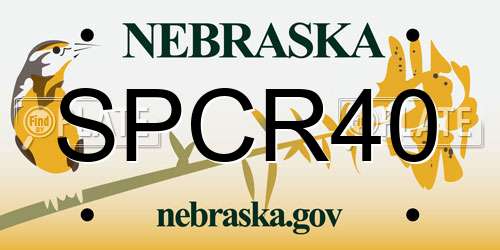SPCR40 Nebraska License Plate